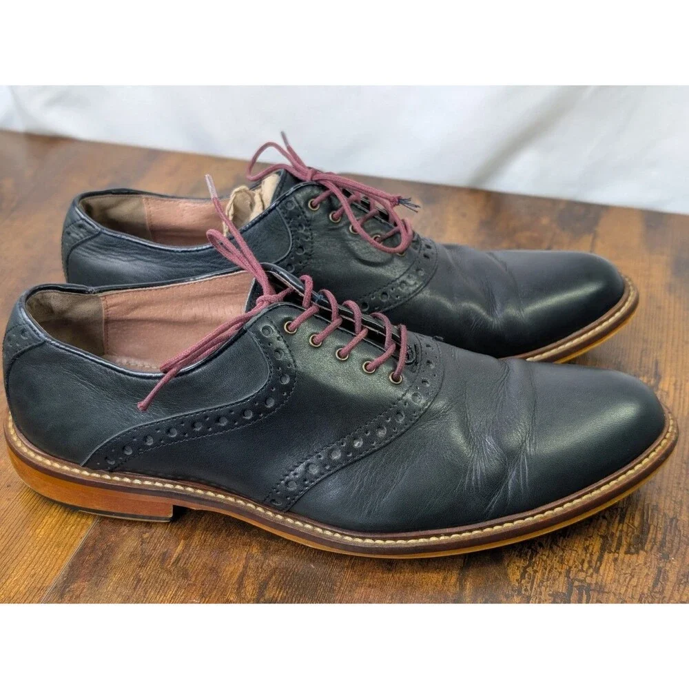 Aston Grey Men's Black Leather Wingtip Oxford Dress Shoes 8.5
